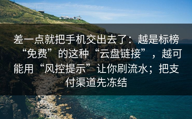 差一点就把手机交出去了：越是标榜“免费”的这种“云盘链接”，越可能用“风控提示”让你刷流水；把支付渠道先冻结