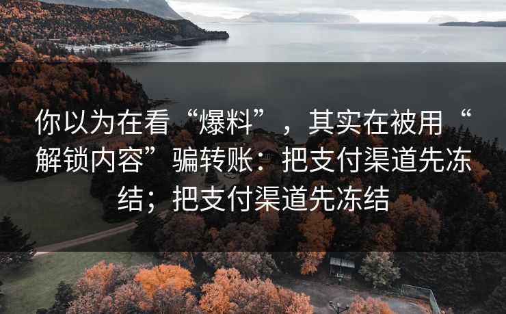 你以为在看“爆料”，其实在被用“解锁内容”骗转账：把支付渠道先冻结；把支付渠道先冻结