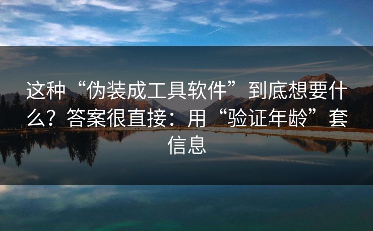 这种“伪装成工具软件”到底想要什么？答案很直接：用“验证年龄”套信息