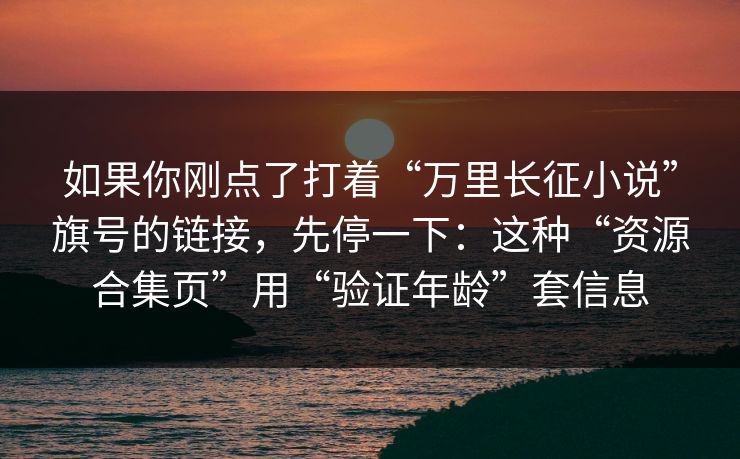 如果你刚点了打着“万里长征小说”旗号的链接，先停一下：这种“资源合集页”用“验证年龄”套信息