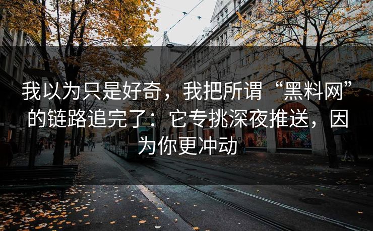 我以为只是好奇，我把所谓“黑料网”的链路追完了：它专挑深夜推送，因为你更冲动