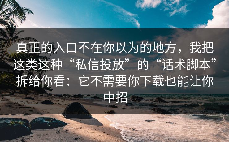 真正的入口不在你以为的地方,我把这类这种“私信投放”的“话术脚本”拆给你看:它不需要你下载也能让你中招 真正的入口不在你以为的地方,我把这类这种“私信投放”的“话术脚本”拆给你看:它不需要你下载也能让你中招