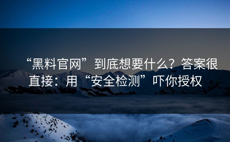 “黑料官网”到底想要什么?答案很直接:用“安全检测”吓你授权 “黑料官网”到底想要什么?答案很直接:用“安全检测”吓你授权