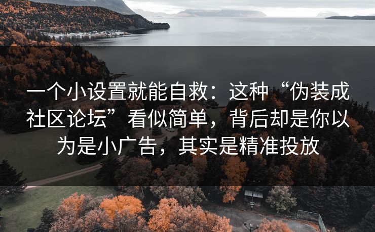 一个小设置就能自救:这种“伪装成社区论坛”看似简单,背后却是你以为是小广告,其实是精准投放 一个小设置就能自救:这种“伪装成社区论坛”看似简单,背后却是你以为是小广告,其实是精准投放