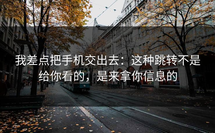 我差点把手机交出去:这种跳转不是给你看的,是来拿你信息的 我差点把手机交出去:这种跳转不是给你看的,是来拿你信息的