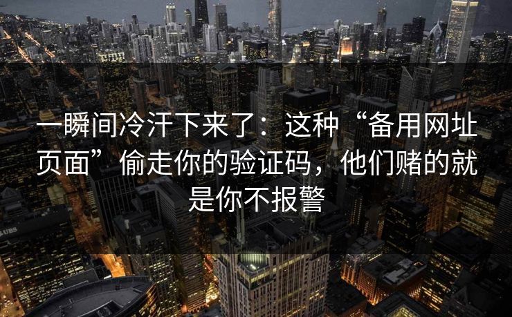 一瞬间冷汗下来了：这种“备用网址页面”偷走你的验证码，他们赌的就是你不报警