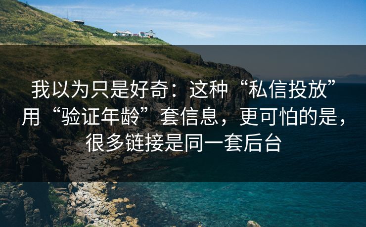 我以为只是好奇：这种“私信投放”用“验证年龄”套信息，更可怕的是，很多链接是同一套后台
