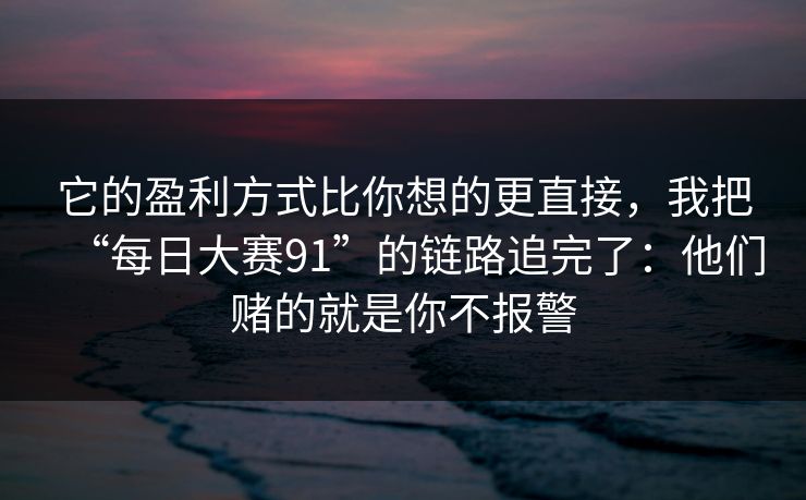 它的盈利方式比你想的更直接,我把“每日大赛91”的链路追完了:他们赌的就是你不报警 它的盈利方式比你想的更直接,我把“每日大赛91”的链路追完了:他们赌的就是你不报警