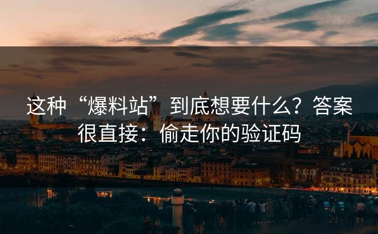 这种“爆料站”到底想要什么？答案很直接：偷走你的验证码