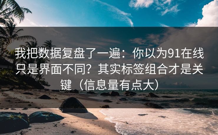我把数据复盘了一遍:你以为91在线只是界面不同?其实标签组合才是关键(信息量有点大) 我把数据复盘了一遍:你以为91在线只是界面不同?其实标签组合才是关键(信息量有点大)